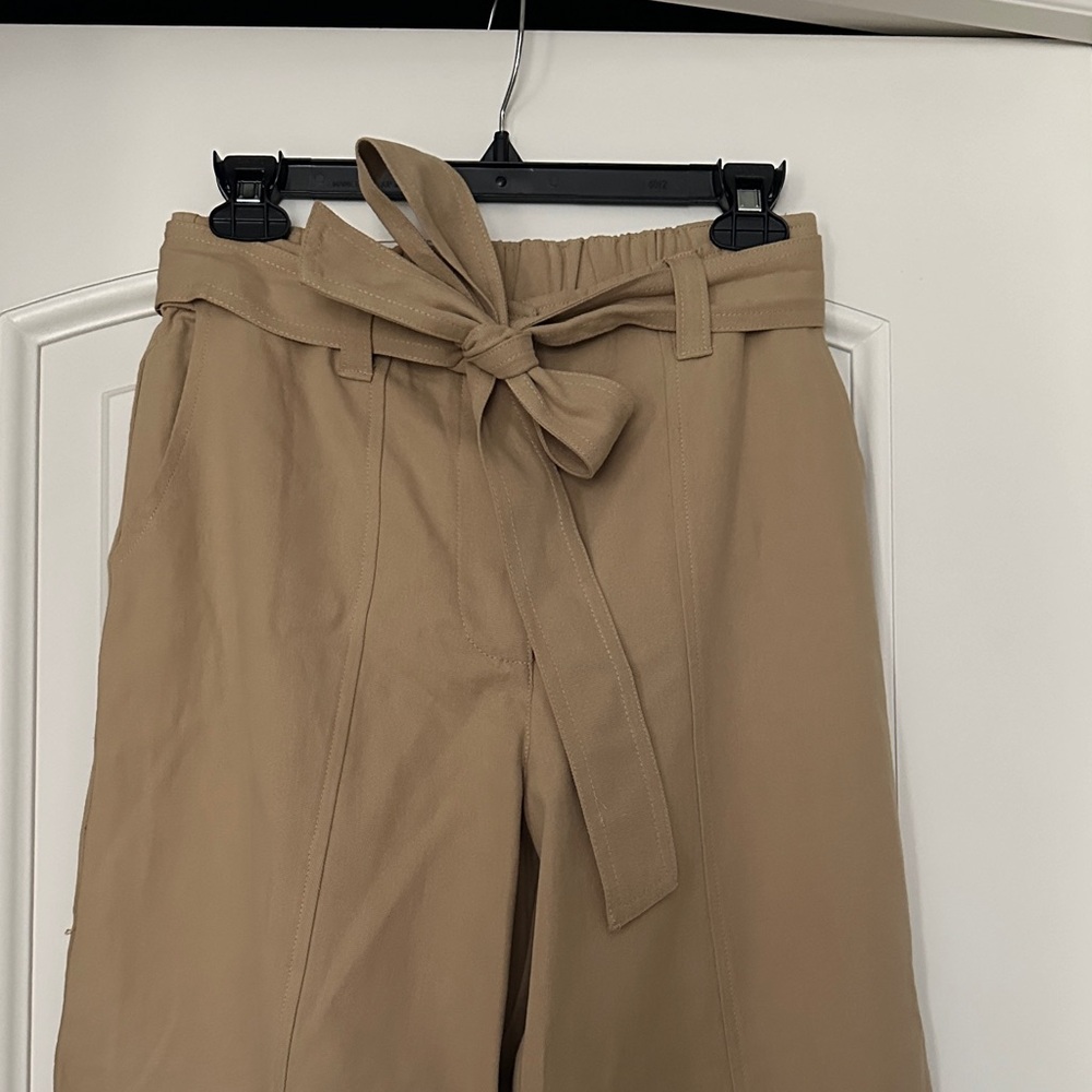 NWT Tan Wide-Leg Pants, Delilah cuffed with bow tie